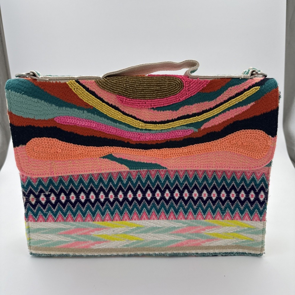 America And Beyond Daphne Embellished Boho Sequin Spring Summer Bag Purse Tote